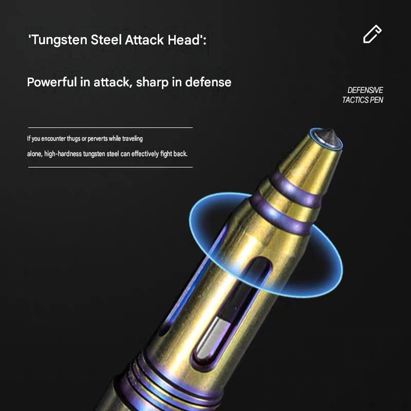 TC4 Titanium Tactical EDC Pen with LED & Tungsten Bezel