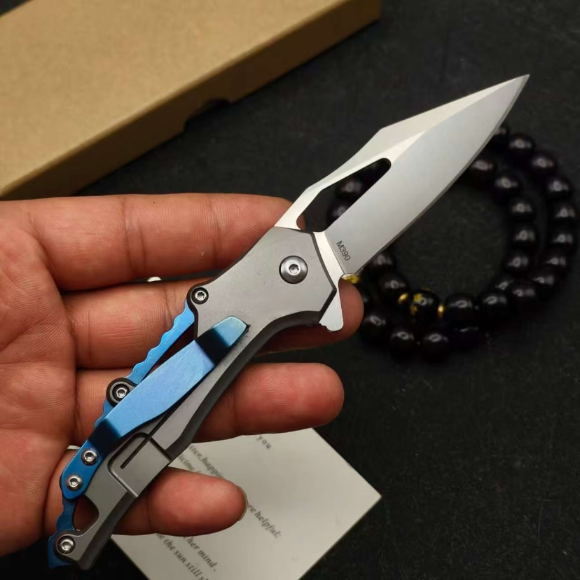 M390 Mechanical Folding Knife — CNC Blue Edition