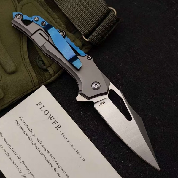 M390 Mechanical Folding Knife — CNC Blue Edition
