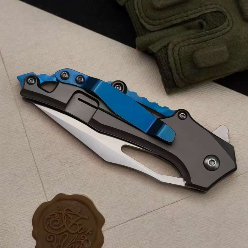 M390 Mechanical Folding Knife — CNC Blue Edition