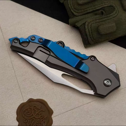 M390 Mechanical Folding Knife — CNC Blue Edition