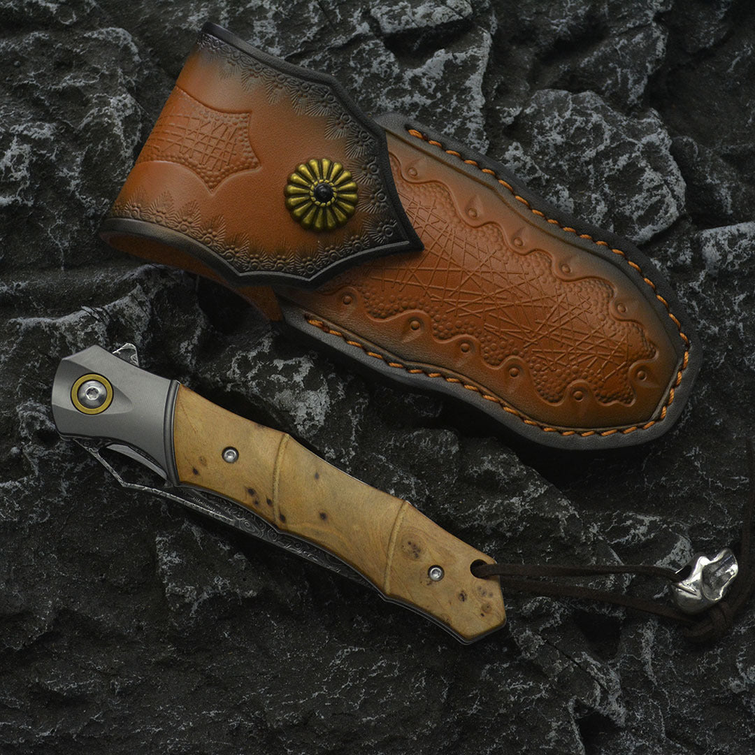 Bamboo Shadow Damascus & Steel Bolster Knife