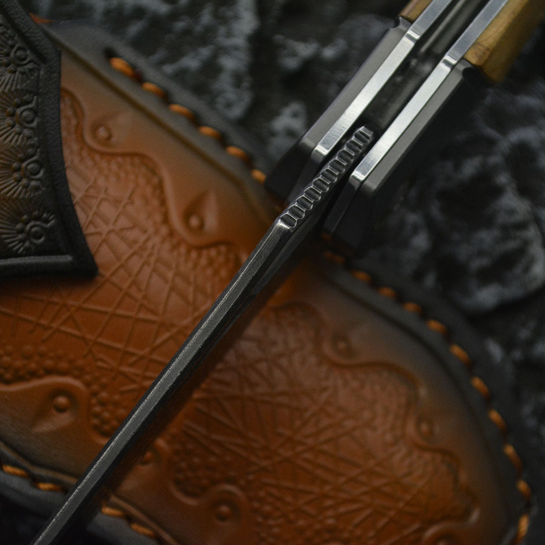 Bamboo Shadow Damascus & Steel Bolster Knife