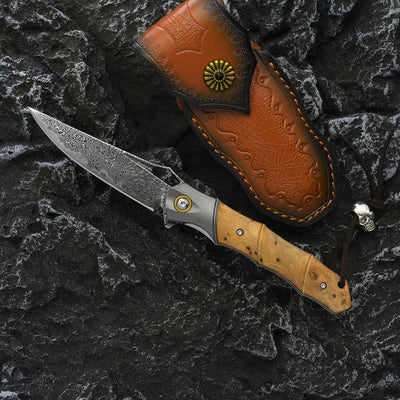 Bamboo Shadow Damascus & Steel Bolster Knife