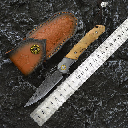 Bamboo Shadow Damascus & Steel Bolster Knife