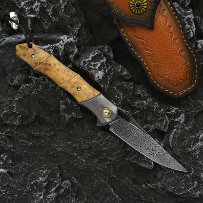 Bamboo Shadow Damascus & Steel Bolster Knife