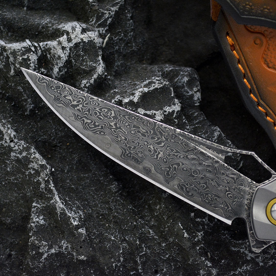 Bamboo Shadow Damascus & Steel Bolster Knife
